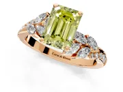 Solitaire Engagement Ring Setting for Fancy Yellow Emerald Cut Center with Marquise Accent Twist Band and Prong Head in Rose Gold