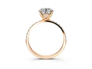 Solitaire Engagement Ring Setting for Round Cut Center with Fine Pave Accents and Prong Head in Rose Gold