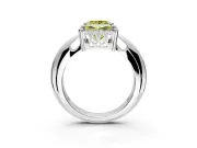 Halo Engagement Ring Setting for Fancy Yellow Princess Cut Center with Tapered Plain Band and Prong Head in Platinum