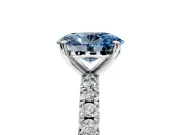 Solitaire Engagement Ring Setting for Fancy Blue Oval Center with Fine Pave Band and Claw Prong Head in White Gold