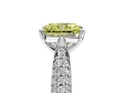Solitaire Engagement Ring Setting for Fancy Yellow Radiant Cut Center with Multi-Row Accents and Prong Head in Platinum