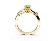 Bar-Set Engagement Ring Setting for Fancy Yellow Emerald Cut Center with Tapered Baguette Accents and Prong Head in Yellow Gold
