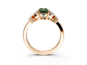 Floral Engagement Ring Setting for Fancy Green Emerald Cut Center with Marquise Cluster Shoulders and Prong Head in Rose Gold