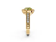 Milgrain Halo Engagement Ring Setting for Fancy Yellow Round Cut Center with Pave Band and Prong Head in Yellow Gold