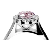 Halo Engagement Ring Setting for Fancy Pink Oval Center with Square Band and Prong Head in Platinum