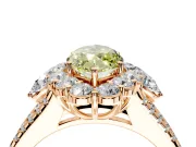 Halo Engagement Ring Setting for Fancy Yellow Marquise Center with Two-Strand Split Shank and Prong Head in Rose Gold