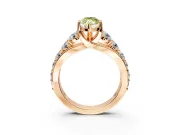 Solitaire Engagement Ring Setting for Fancy Yellow Marquise Center with Graduated Shared Prongs and Prong Head in Rose Gold