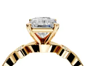 Solitaire Engagement Ring Setting for Radiant Cut Center with Milgrain Bezel Accents and Prong Head in Yellow Gold