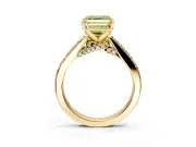 Solitaire Engagement Ring Setting for Fancy Yellow Asscher Cut Center with Crossover Accents and Prong Head in Yellow Gold