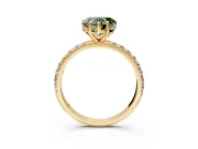 Solitaire Engagement Ring Setting for Fancy Green Heart-Shaped Center with Micro Pave Band and Prong Head in Yellow Gold