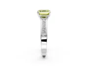 Solitaire Engagement Ring Setting for Fancy Yellow Asscher Cut Center with Princess Cut Channel Band and Prong Head in Sterling Silver