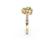 Halo Engagement Ring Setting for Fancy Yellow Heart-Shaped Center with Heart-Shaped Openwork, Pave Band and Prong Head in Yellow Gold