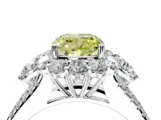 Halo Engagement Ring Setting for Fancy Yellow Cushion Cut Center with Two-Strand Split Shank and Prong Head in Sterling Silver
