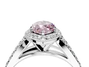 Halo Engagement Ring Setting for Fancy Pink Marquise Center with Narrow Pave Split Shank and Prong Head in Sterling Silver