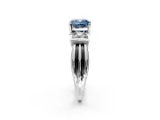 Solitaire Engagement Ring Setting for Fancy Blue Cushion Cut Center with Grooved Bar Accent Band and Prong Head in Platinum
