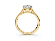 Solitaire Engagement Ring Setting for Round Cut Center with Cathedral Band and Prong Head in Yellow Gold