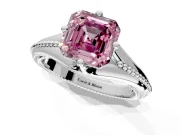 Solitaire Engagement Ring Setting for Fancy Pink Asscher Cut Center with Milgrain Cathedral Band and Prong Head in Sterling Silver