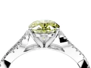 Solitaire Engagement Ring Setting for Fancy Yellow Oval Center with Twisted Pave Split Shank and Prong Head in Platinum