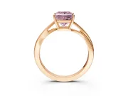 Solitaire Engagement Ring Setting for Fancy Pink Princess Cut Center with Plain Bypass Twist Band and Prong Head in Rose Gold