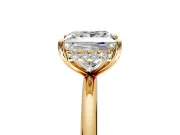 Solitaire Engagement Ring Setting for Princess Cut Center with Plain Band, Open Basket and Prong Head in Yellow Gold