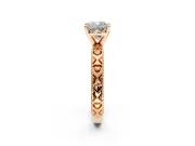 Solitaire Engagement Ring Setting for Cushion Cut Center with XO Engraved Band and Prong Head in Rose Gold