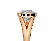 Solitaire Engagement Ring Setting for Cushion Cut Center with V Split Shank and Bezel Head in Rose Gold