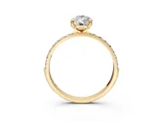 Solitaire Engagement Ring Setting for Pear-Shaped Center with Pave Accents and Prong Head in Yellow Gold