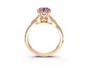 Solitaire Engagement Ring Setting for Fancy Pink Round Cut Center with Pave Rail Split Shank and Prong Head in Rose Gold
