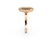Halo Engagement Ring Setting for Fancy Yellow Emerald Cut Center with Milgrain Bezel Rim, Plain Band and Prong Head in Rose Gold