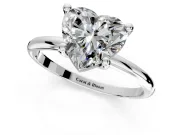 Minimalist Solitaire Engagement Ring Setting for Heart-Shaped Center with Thin Band and Prong Head in Platinum
