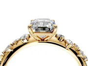 Cluster Engagement Ring Setting for Emerald Cut Center with Round Cut Accent Band and Prong Head in Yellow Gold