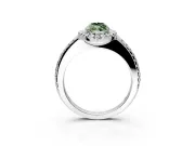 Pave Halo Engagement Ring Setting for Fancy Green Marquise Center with Single Row Pave Band and Prong Head in Sterling Silver