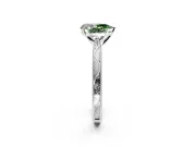 Solitaire Engagement Ring Setting for Fancy Green Pear-Shaped Center with Engraved Milgrain Band and Prong Head in Platinum