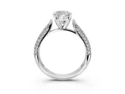 Solitaire Engagement Ring Setting for Cushion Cut Center with Multi-Row Accents and Prong Head in Platinum