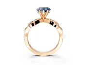 Solitaire Engagement Ring Setting for Fancy Blue Heart-Shaped Center with Criss-Cross Accent Band and Prong Head in Rose Gold