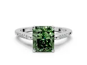 Solitaire Engagement Ring Setting for Fancy Green Radiant Cut Center with Channel Accents and Prong Head in Platinum