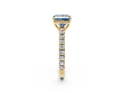 Solitaire Engagement Ring Setting for Fancy Blue Princess Cut Center with Large Accent Band and Prong Head in Yellow Gold