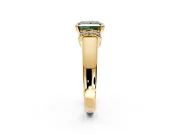 Solitaire Engagement Ring Setting for Fancy Green Princess Cut Center with Wide Band, Pave Collar and Prong Head in Yellow Gold