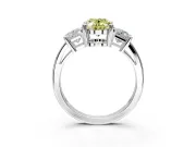 3 Stone Engagement Ring Setting for Fancy Yellow Oval Center with Matching Side Accents and Prong Head in Platinum