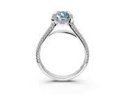 Solitaire Engagement Ring Setting for Fancy Blue Pear-Shaped Center with Accented Split Shank and Prong Head in Sterling Silver