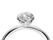 Low-Set Solitaire Engagement Ring Setting for Oval Center with Thin Plain Band and Prong Head in Platinum