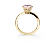 Solitaire Engagement Ring Setting for Fancy Pink Asscher Cut Center with Plain Band and Tulip Prong Head in Yellow Gold