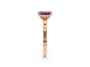 Solitaire Engagement Ring Setting for Fancy Pink Emerald Cut Center with Bamboo Band and Prong Head in Rose Gold