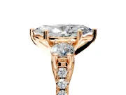 3 Stone Engagement Ring Setting for Marquise Center with Crossover Basket, Pave Band and Prong Head in Rose Gold