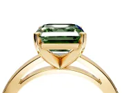Solitaire Engagement Ring Setting for Fancy Green Asscher Cut Center with Basket Rail and Prong Head in Yellow Gold
