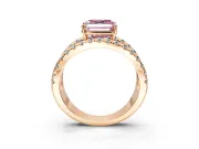 Solitaire Engagement Ring Setting for Fancy Pink Asscher Cut Center with Wide-Open Split Shank and Prong Head in Rose Gold