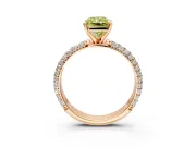 Solitaire Engagement Ring Setting for Fancy Yellow Radiant Cut Center with Domed Multi-Row Pave Band and Prong Head in Rose Gold