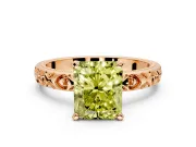 Solitaire Engagement Ring Setting for Fancy Yellow Radiant Cut Center with XO Engraved Band and Prong Head in Rose Gold