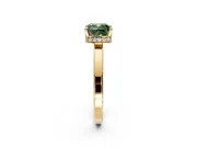 Hidden Halo Engagement Ring Setting for Fancy Green Cushion Cut Center with Wide Flat Plain Band and Prong Head in Yellow Gold