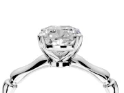 Solitaire Engagement Ring Setting for Cushion Cut Center with Bamboo Band and Prong Head in Sterling Silver